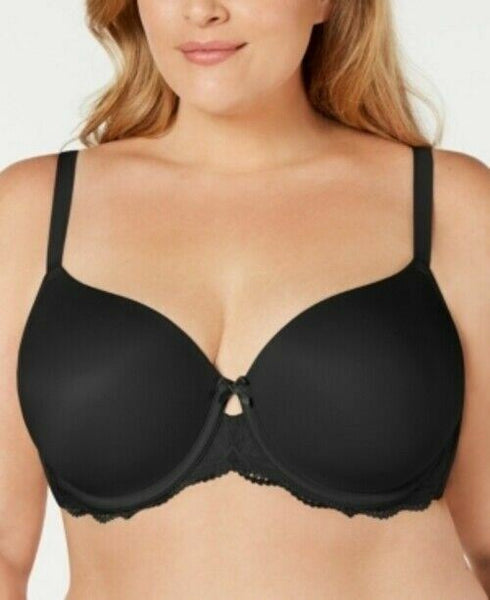 INC International Concepts Women's Plus Size Lace-Trim Balconette Black Bra 42 C